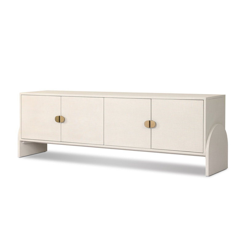 Cressida Media Console-Ivory Painted Linen, Ivory Painted Linen