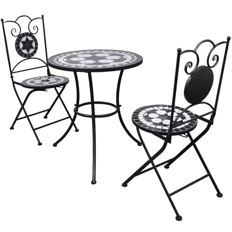 Ensemble bistro 2 personnes Steffey, Terracotta/White, 27.6" H x 23.6" W x 23.6" D