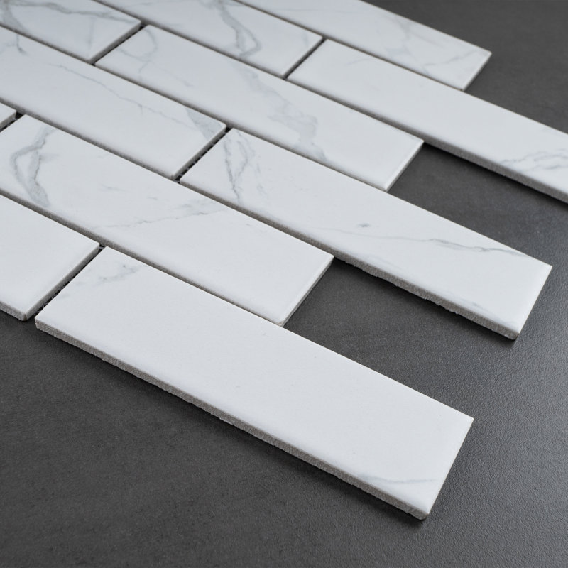 Porcetile 11.2 in. x 11.91 in. Stacked Porcelain Mosaic Wall and Floor Tile