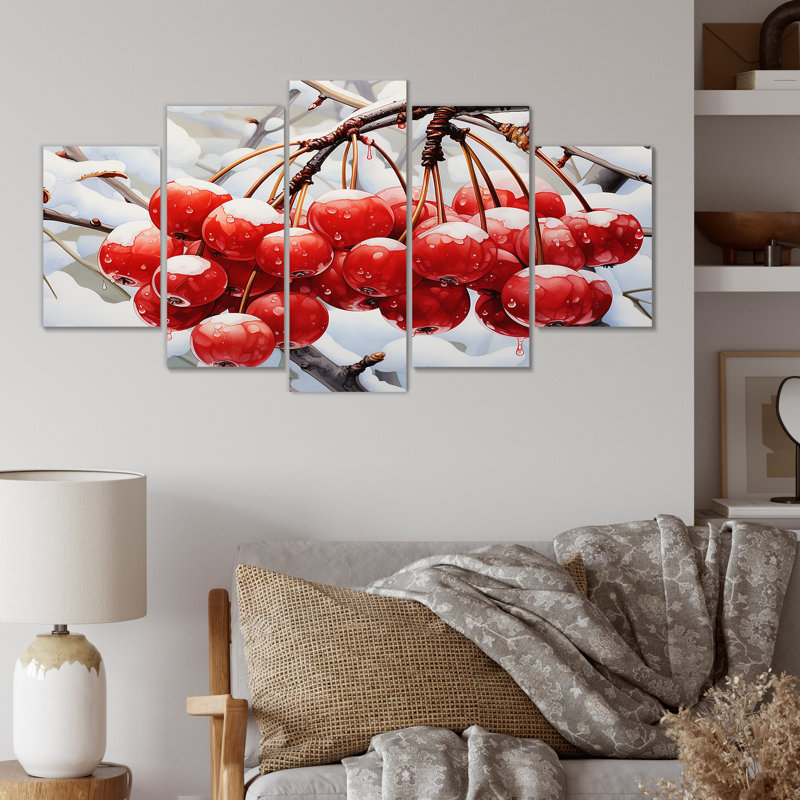Winter Red Cherry Tree - Cherry Multipanel Wall Art