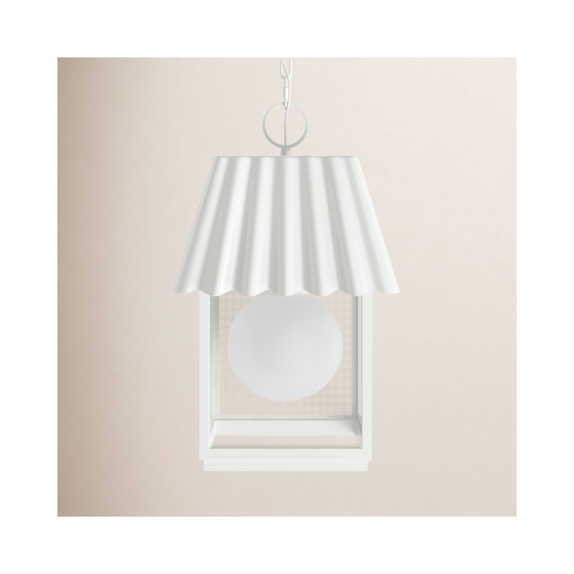 Godin Transparent Outdoor Metal Hanging Lantern, Shelter White