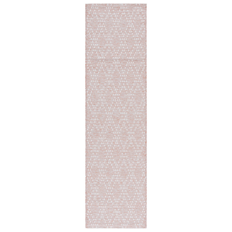 Edmond 850 Polypropylene/Polyester Geometric Indoor/Outdoor Rug in Rust/Gray, Runner 2'2" x 8'