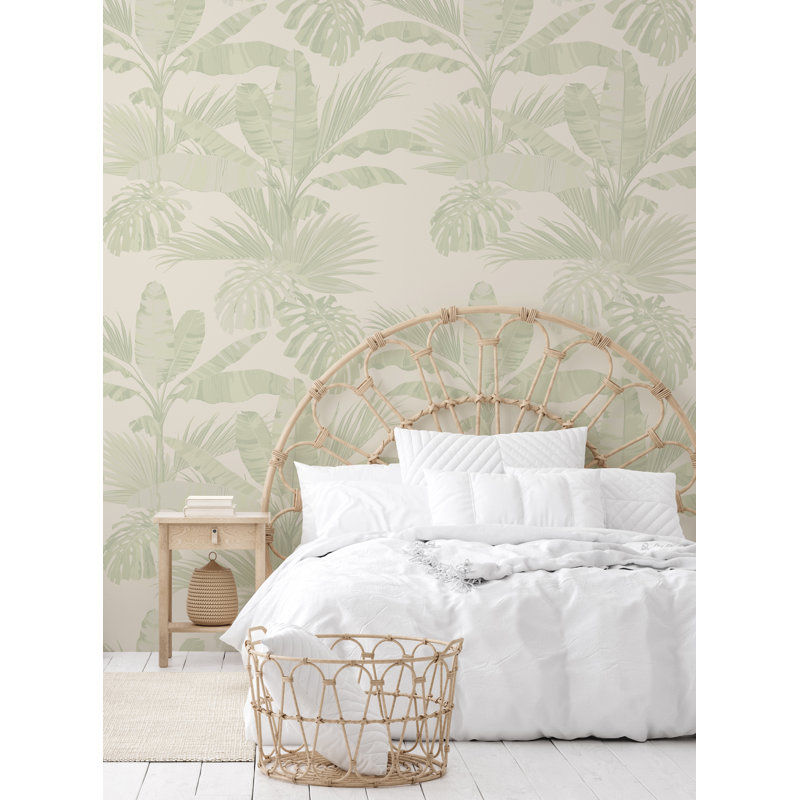 Panneau mural feuilles de palmier Wilsonia L 4 pi x l 96 po Oceanside, Vert