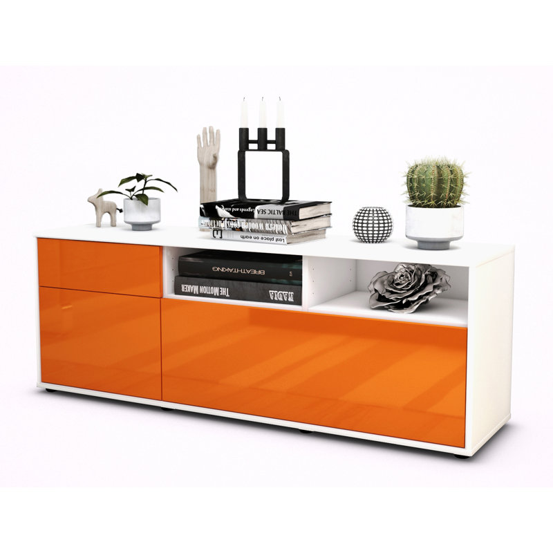 Wycoff Unfinished TV Stand for TVs up to 60", High-gloss Orange / Matte White