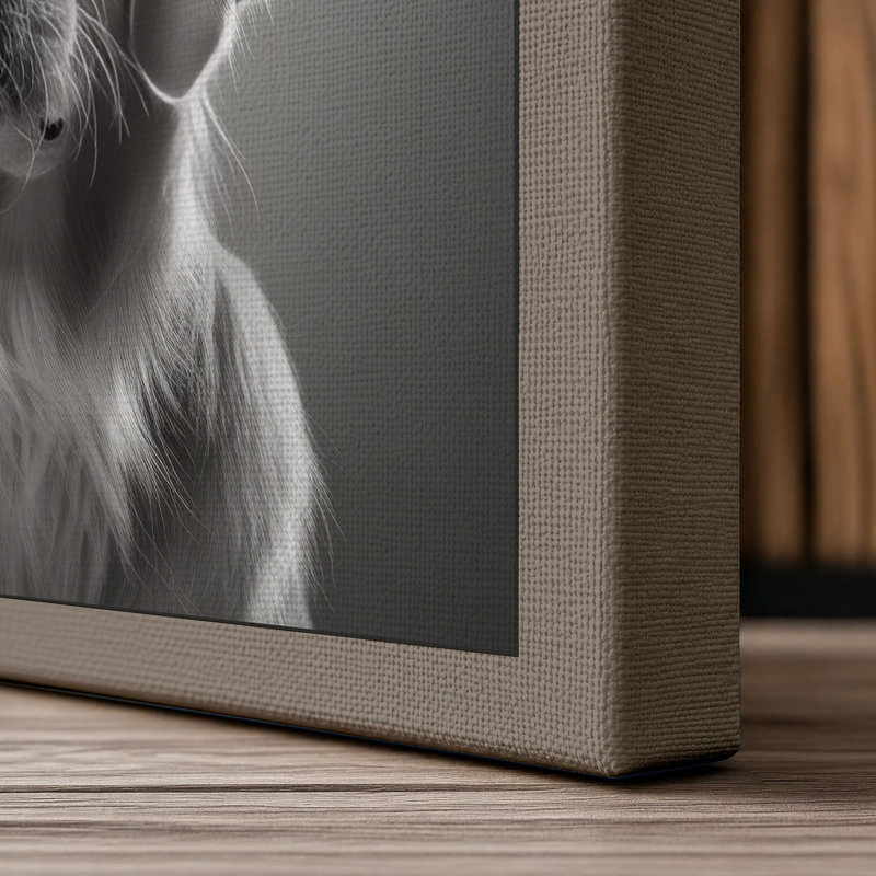 Toilet Paper Dog Modern - Wrapped Canvas, 30x20 - 76.2 x 50.8 cm, Taupe Border