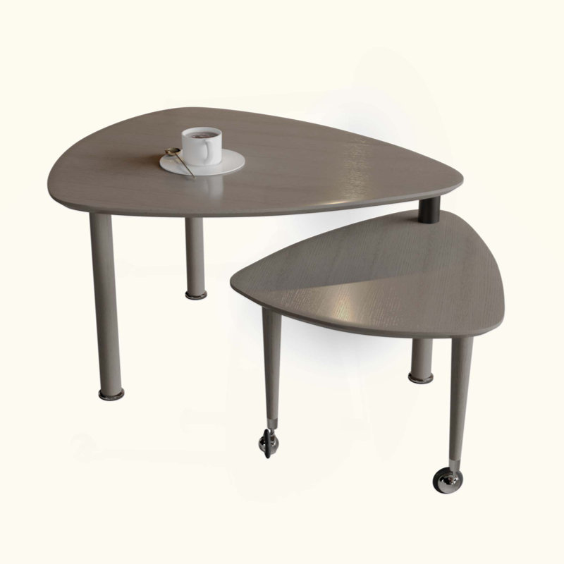 Table basse rotative avec pieds en bois d'hévéa massif, Marron foncé