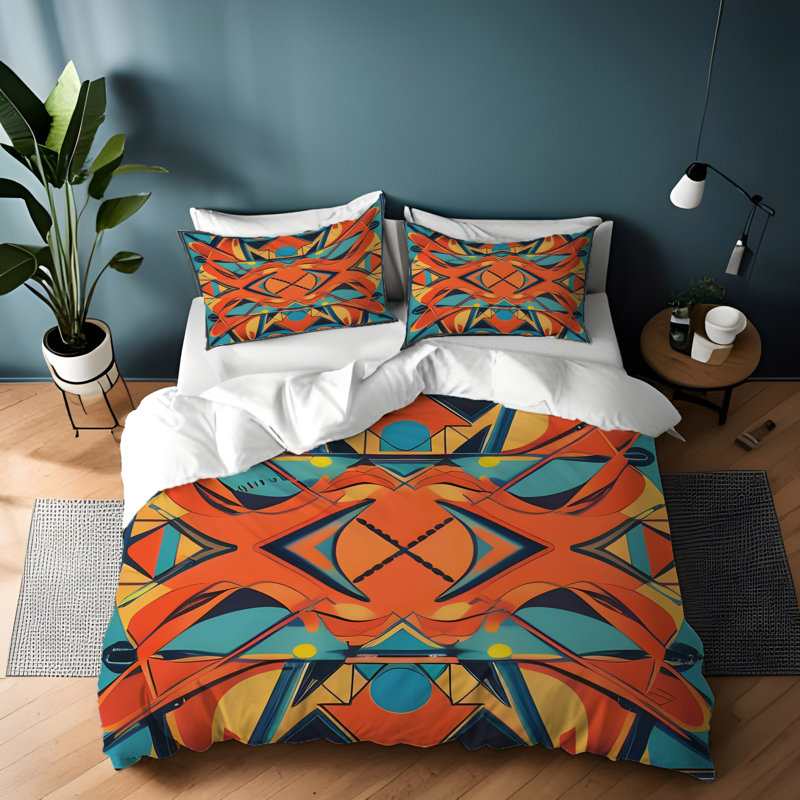 Polyester Abstract Duvet Cover, King Duvet Cover + 2 King Shams