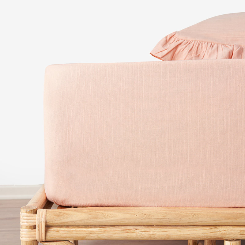 Addisun 100% Cotton Plain Weave Fitted Sheet, Super King, Powder Pink