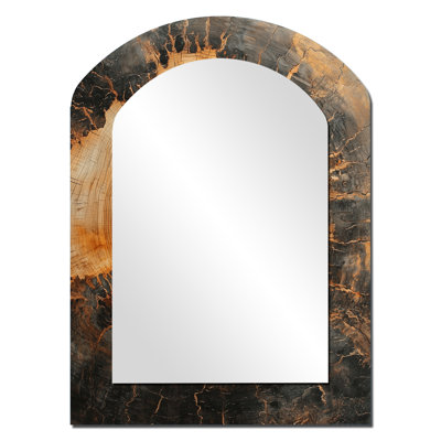 Ant Group Working On Their Anthills I - Ant Arch Mirror, Gold Asymmetrical Unique Wall Mirror, Printed Metal Art