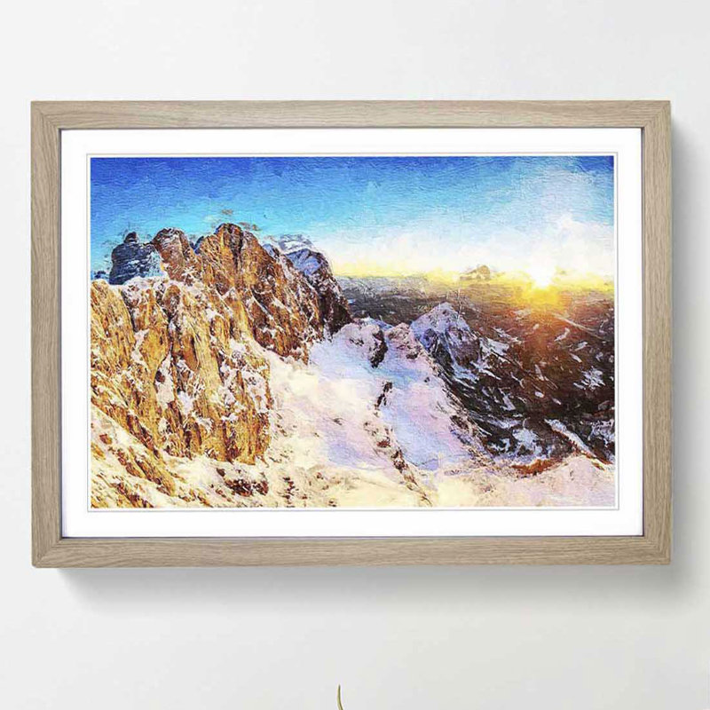 Hoher Dachstein Mountain in Austria - Picture Frame Painting Print, Oak Framed, 36cm H x 48cm W x 2cm D