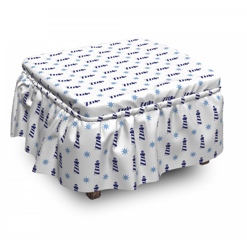 Ensemble de housse pour repose-pieds à coussins carrés 2 pièces orné