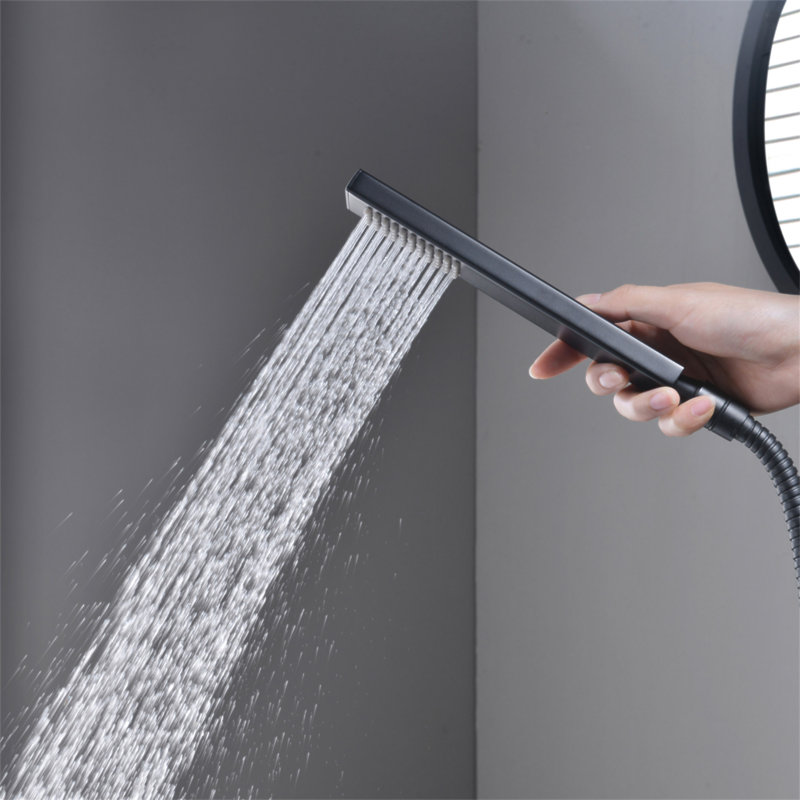 Robinet de baignoire autoportant monocommande à fixation au sol avec douche à main, Noir