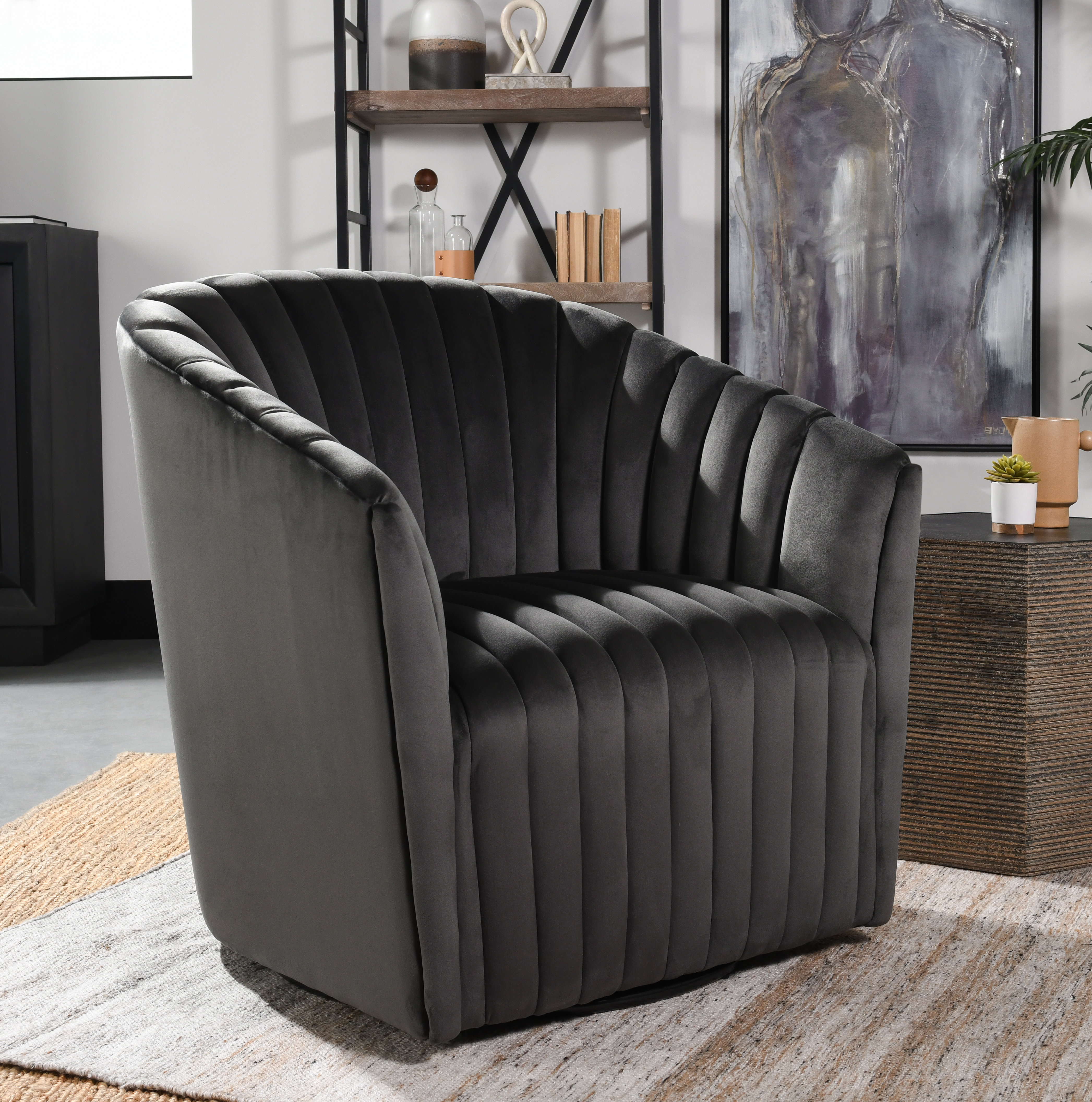 Wide Swivel Barrel Chair