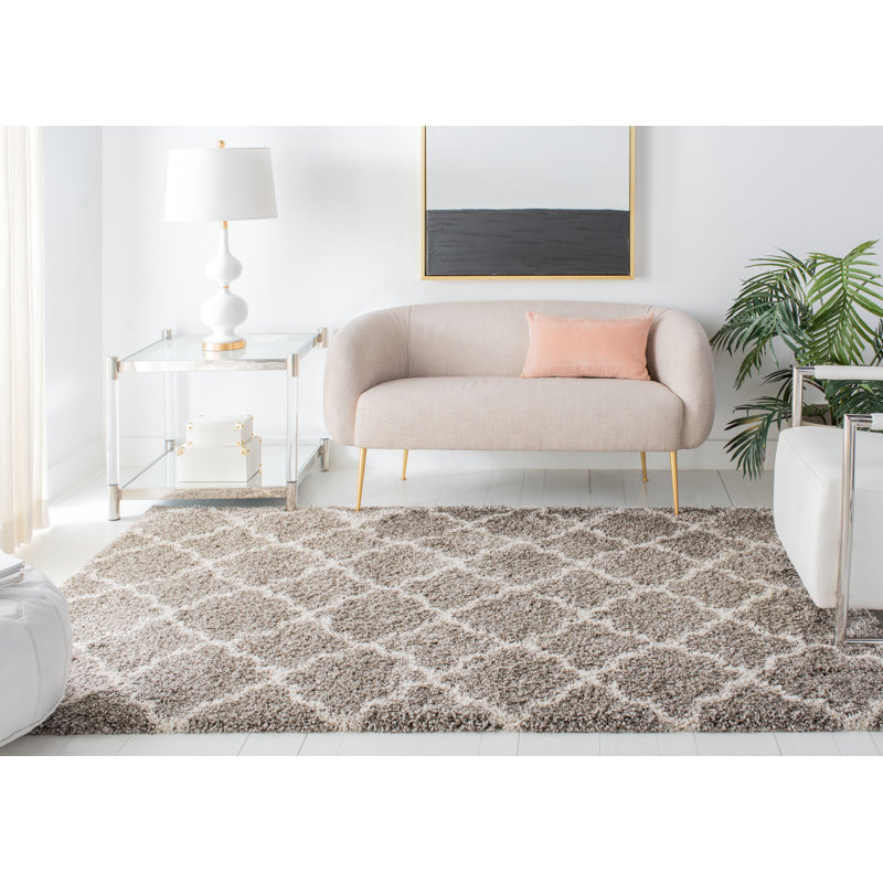 Darrold Shag Performance Geometric Rug, Rectangle 8' x 10', Ivory/Gray