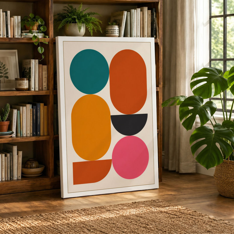 Geometric Forms in Balance Mid-Century - Wrapped Canvas, 24x16 - 61.0 x 40.6 cm, Sage Border