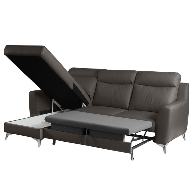 Fabiha 3 Seater Sofa Bed, Dark Brown, Left Hand Facing