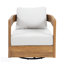 Fauteuil club pivotant en bois Telluride avec finition en teck et coussin beige pour la détente sur le patio-1061369219