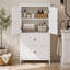 Armoire de rangement pour salle de bain, armoire avec deux portes et tiroirs, tablette réglable, panneau de fibres à densité moyenne, blanc-130459206-130459204