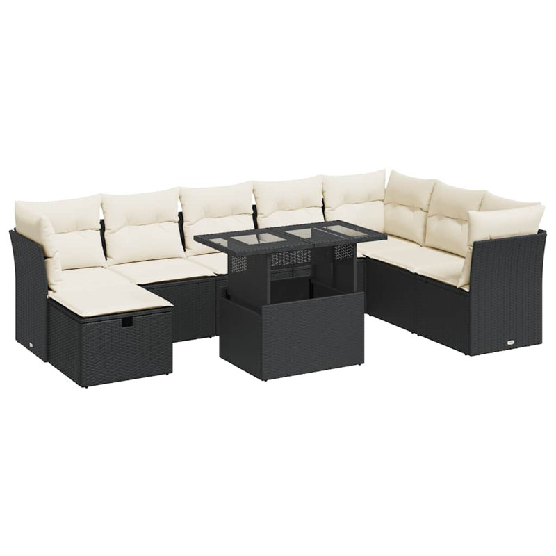 Ensemble de canapé de jardin Vidaxl noir, crème