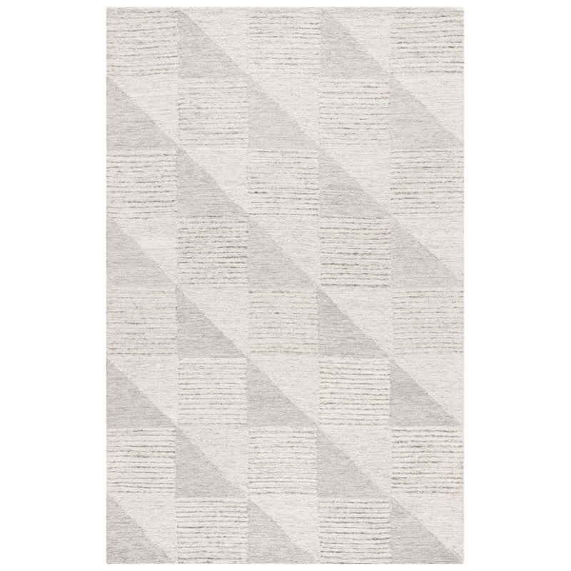 Ebony 823 Hand Tufted Wool & Cotton Geometric Rug, Rectangle 3' x 5'