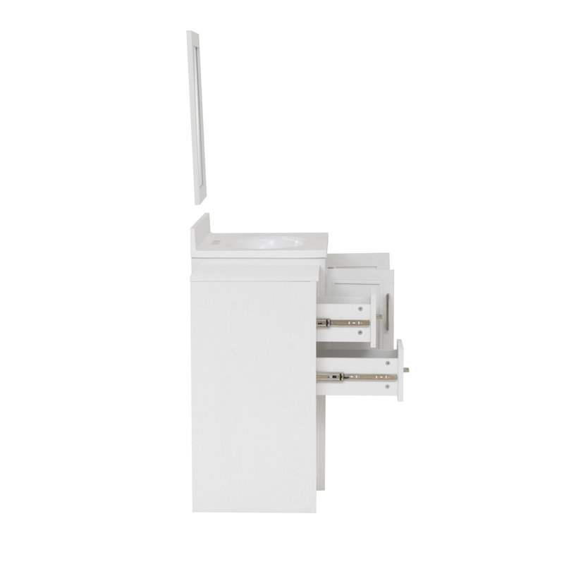 Stovall 48 Inch Single Vanity with Integrated Top and Sink with Mirror, White