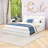 Queen Size Upholstered Platform Bed with Stitched Headboard and Sturdy Frame-1758978366
