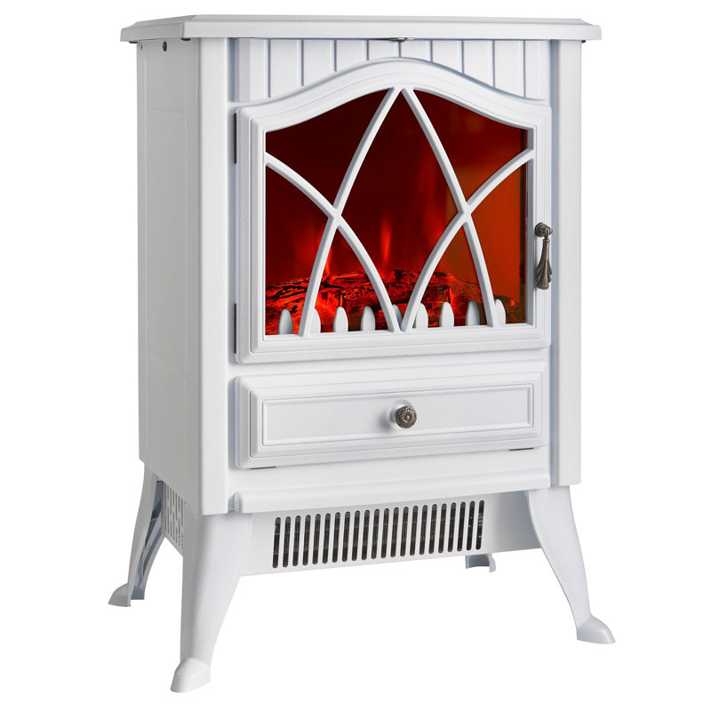 E Cairns 38cm W White Electric Fireplace with 1800 BTU
