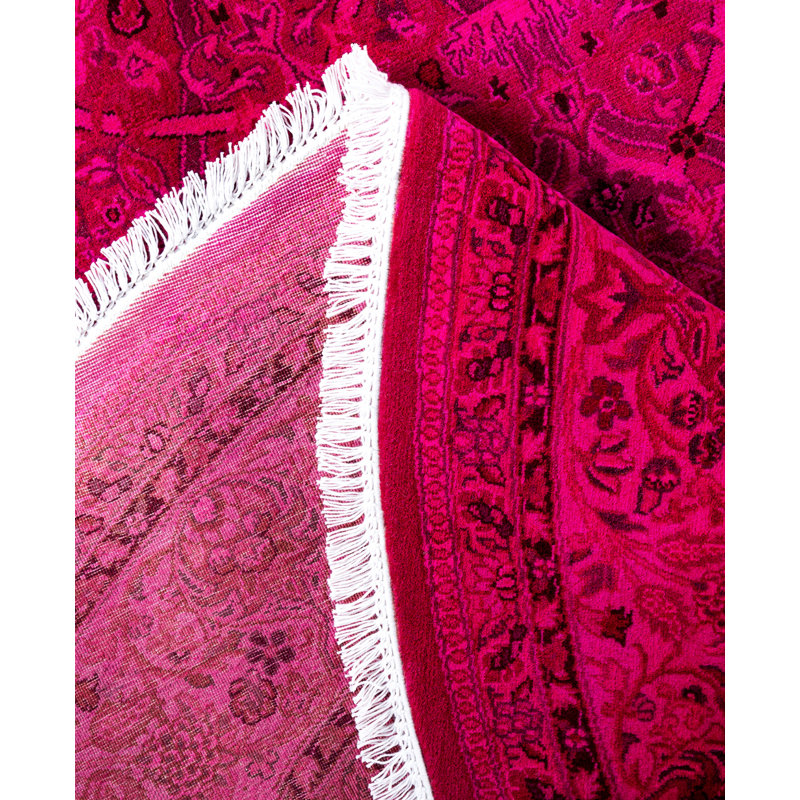 Overdyed Hand-Knotted Wool Modern-Contemporary Pink Area Rug 6' 1" x 6' 1"