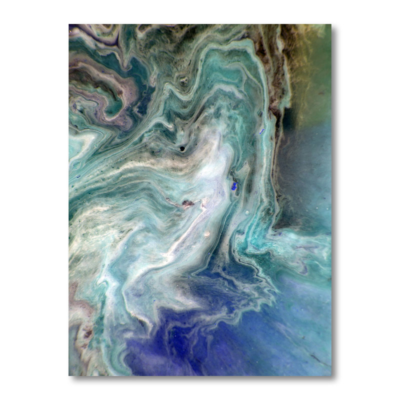 Turquoise liquide, art mural moderne sur toile, H 12 po x l 8 po x P 1,5 po, Toile tendue