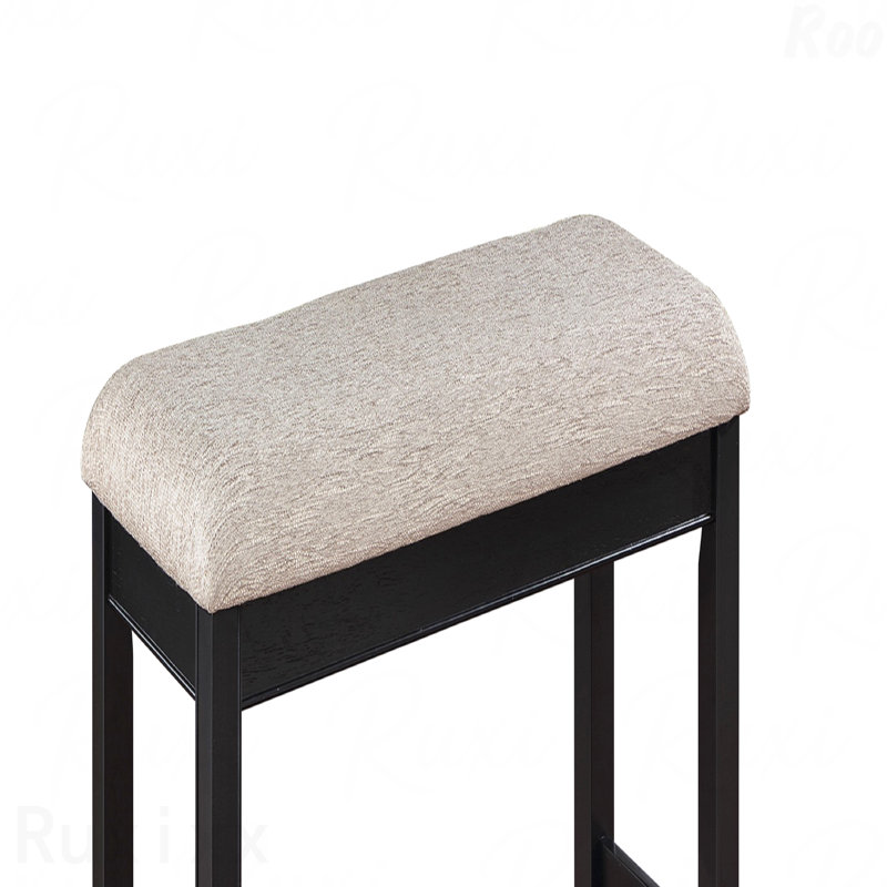 Counter Height 1-Piece Bench - Upholstered Seat With Footrest, Black