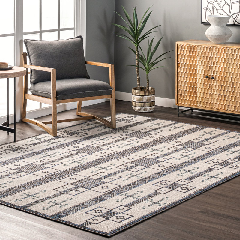 Tapis tribal pour le salon, la salle à manger et la cuisine Wayman, Rectangle 5 pi x 8 pi