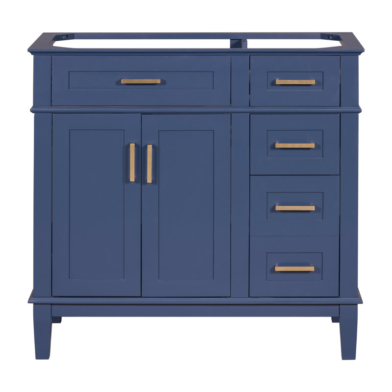 [Meuble uniquement] Meuble-lavabo moderne bleu de 36 po (lavabo non inclus), Bleu