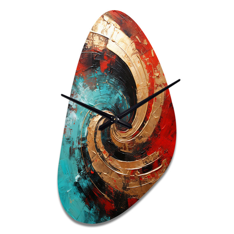 Horloge murale spirale abstraite rouge rouge bleu Majestic Motion Spiral III, Grand