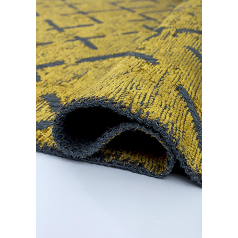 Rapture Abstract Area Rug in Yellow, Rectangle 9'10" x 14'
