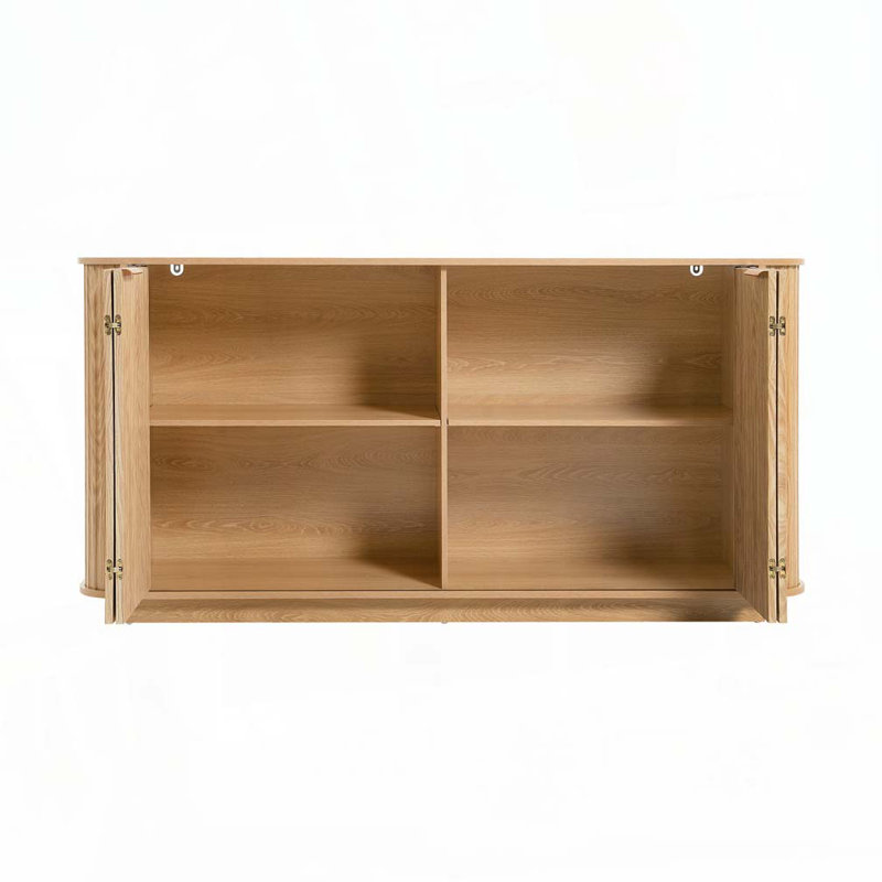 Buffet de rangement à double porte ondulée 63 po avec tablettes réglables pour le salon, la cuisine, le couloir, etc.