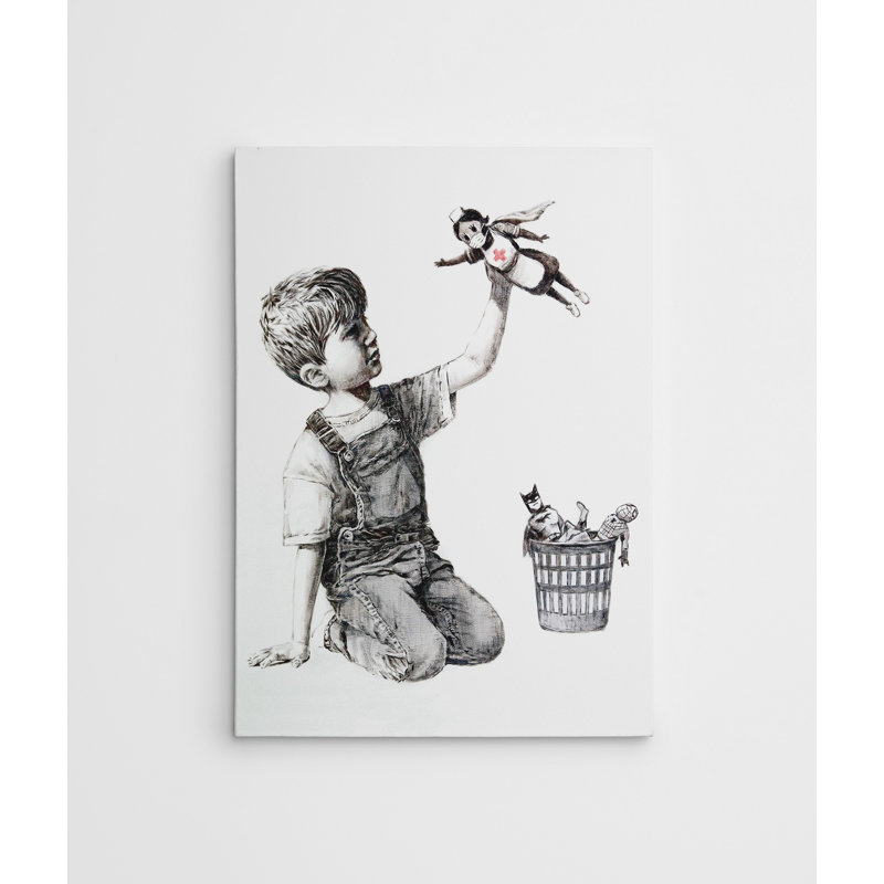 Superbe peinture décorative sur toile Banksy, 19,7 po x 27,6 po | 100% toile, cadre en bois | Impression numérique pour décoration intérieure moderne, unique et accrocheuse