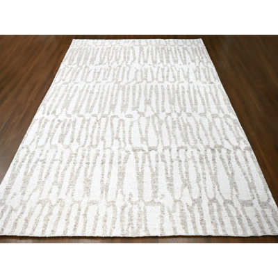12'2"x15' Alabaster White, Minimalist Swedish Design, Hand Knotted, 100% Wool, XL, Oversized, Oriental Rug