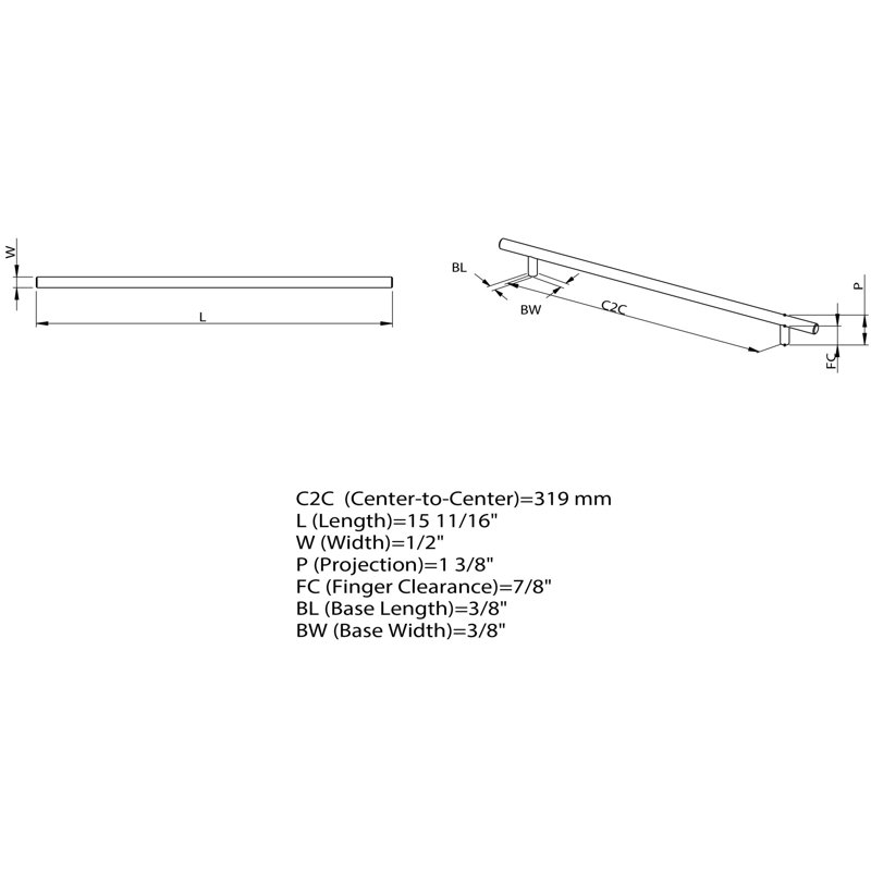 12 9/16" Center Bar Pull Multipack, Matte Black