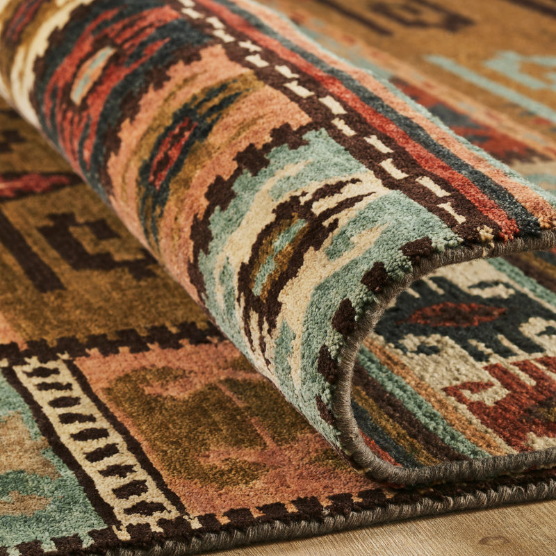 Tapis brun en laine noué à la main Bakke Southwestern, Rectangle 9 pi x 12 pi