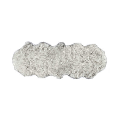 Asmat Gradient Gray Faux Sheepskin Fur Area Rug