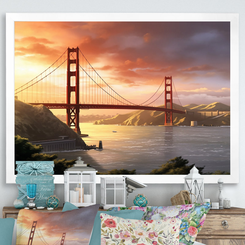 San Francisco Golden Gate Solitude II, reproduction d'art sur toile, H 30 po x l 40 po x P 1,5 po, Cadre photo blanc