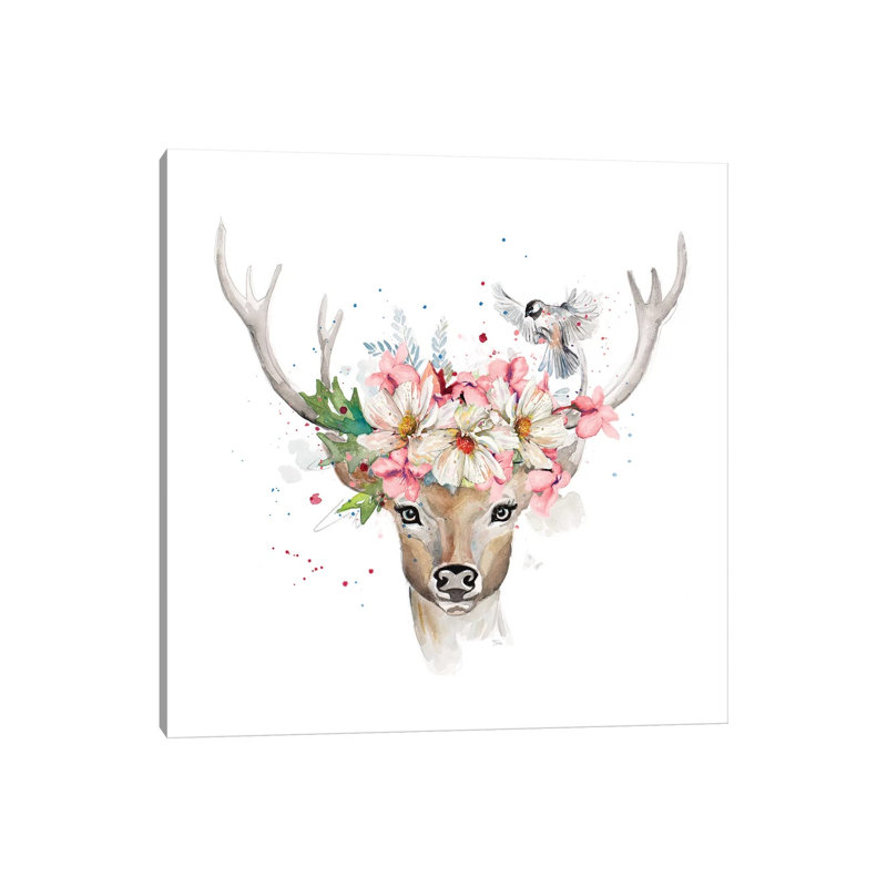 Floral Woodland Deer by Patricia Pinto - Wrapped Canvas Gallery-Wrapped Canvas Giclée, 30.48cm H x 30.48cm W