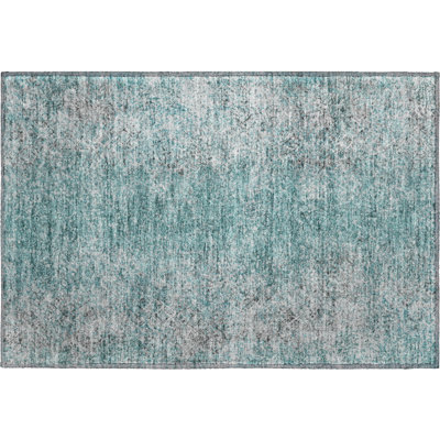 Tapis bleu sarcelle lavable à la machine Premium Prisco