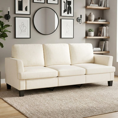 84'' Linen Upholstered 3-Seater Sofa, Beige