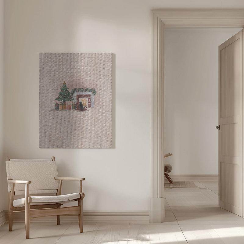 "Chat dans une chambre confortable", art mural sur toile tendue, H 16 po x l 12 po