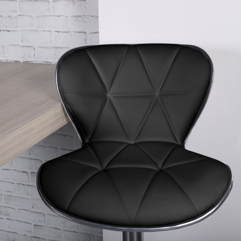 Anjolee 32.5'' Swivel Adjustable Kitchen Bar Stool, Black