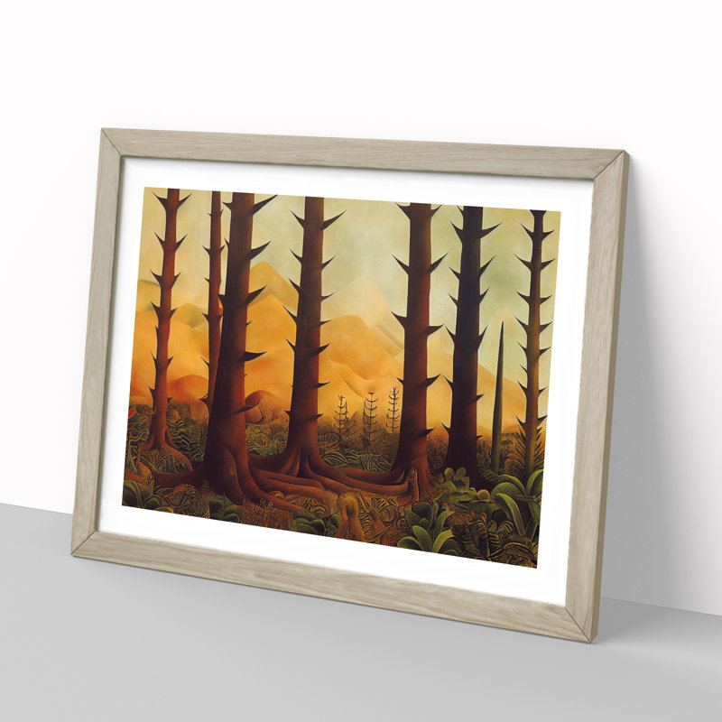 A Futuristic Forest - Single Picture Frame Painting, Oak Framed, 25cm H x 34cm W x 2cm D