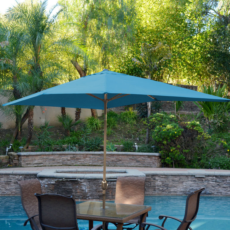 Parasol de marché rectangulaire 10 pi x 6,5 pi Norah, Bronze, Turquoise