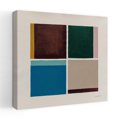 Contemporary Quadrants With Abstract Aqua Art