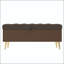 Banc de rangement moderne capitonné avec tissu capitonné et pieds en métal doré - café-129894798-129894800